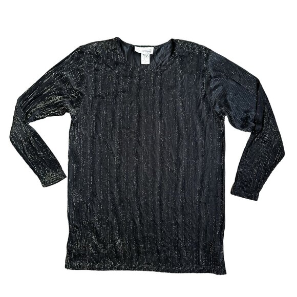 2/$18 SALE! Vintage Impressions Semi Sheer Shirt Womens Metallic Gold Black USA - Picture 1 of 8